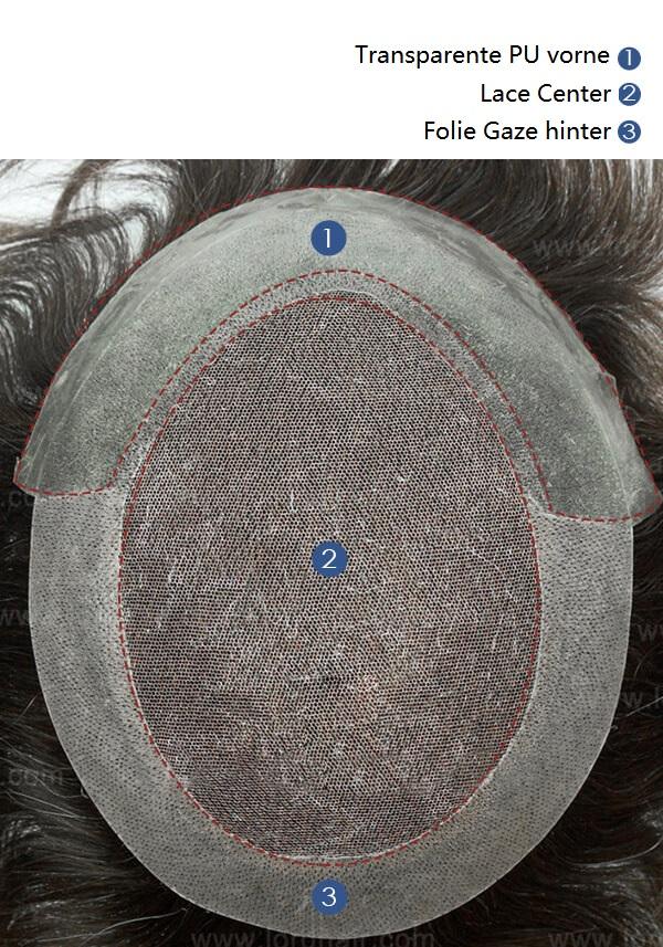 Lordhair Haarsystem Maßanfertigung-JQ656-French Lace mit dünner Folienumrandung Echthaar, pflegenleicht und atmungsaktiv