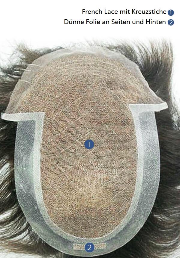 Lordhair Haarsystem Maßanfertigung - L03 - French Lace mit dünner Folie an Seiten und Hinten