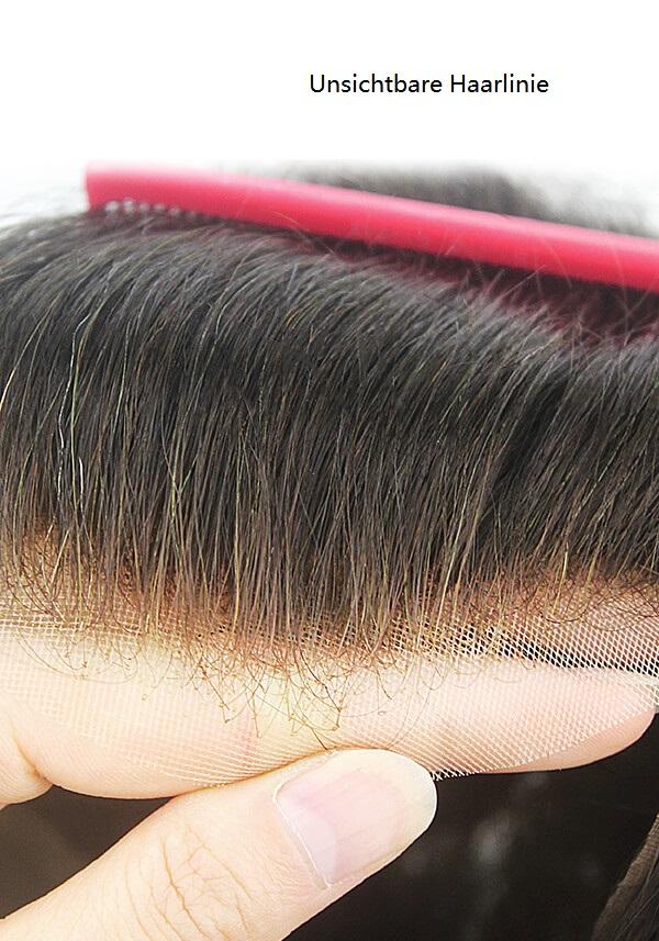 Lordhair Haarsystem Maßanfertigung - L04 - Fein geschweißtes Mono mit Folie Gaze Umrandung, unsichtbare Haarlinie