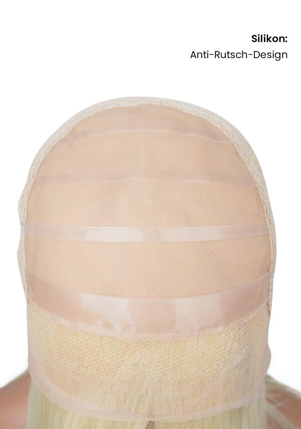 Damen Echthaar Perücke mit Stretch Gewebe, Mono oben und French Lace vorne-4