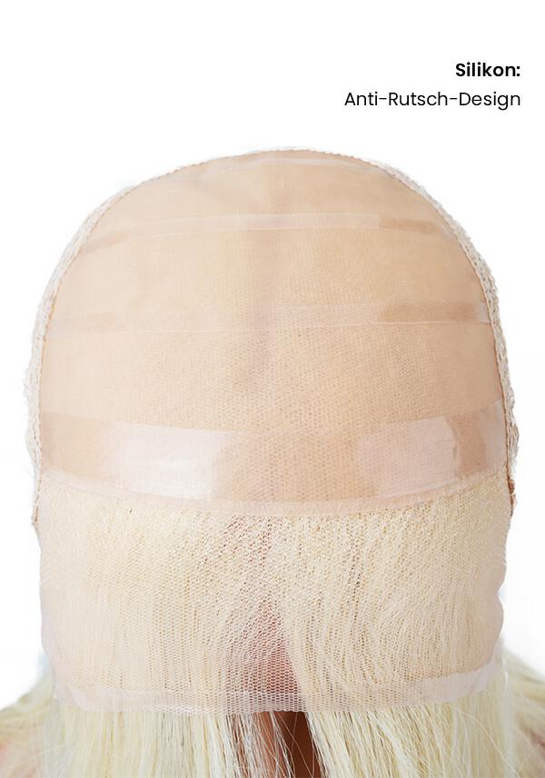 Damen Echthaar Perücke mit Stretch Gewebe, Mono oben und French Lace vorne-6