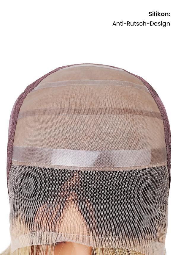 Damen Echthaar Perücke mit Stretch Gewebe, Mono oben und French Lace vorne-2