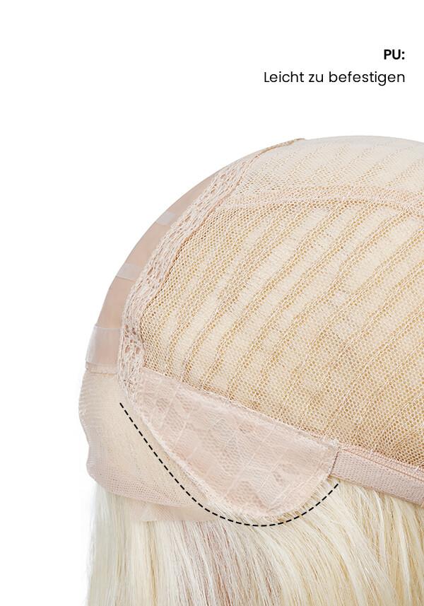 Damen Echthaar Perücke mit Stretch Gewebe, Mono oben und French Lace vorne-3