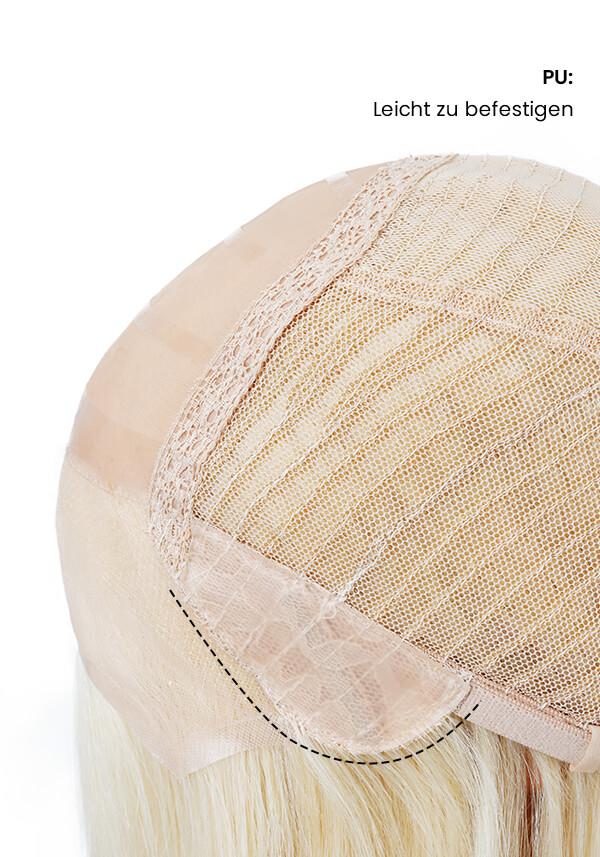 Damen Echthaar Perücke mit Stretch Gewebe, Mono oben und French Lace vorne-4