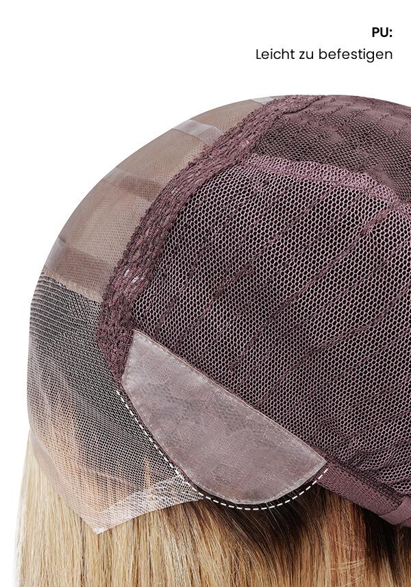 Damen Echthaar Perücke mit Stretch Gewebe, Mono oben und French Lace vorne-6