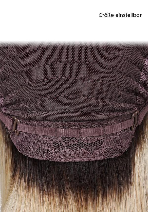 Damen Echthaar Perücke mit Stretch Gewebe, Mono oben und French Lace vorne-3