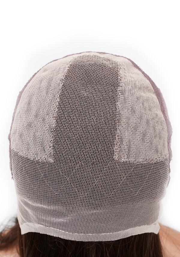 Damen Echthaar Perücke mit Stretch Gewebe, Mono oben und French Lace vorne-5