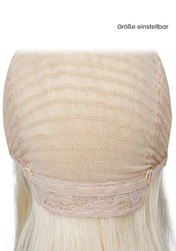 Damen Echthaar Perücke mit Stretch Gewebe, Mono oben und French Lace vorne-6