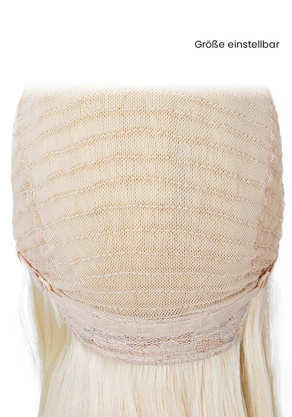 Damen Echthaar Perücke mit Stretch Gewebe, Mono oben und French Lace vorne-5