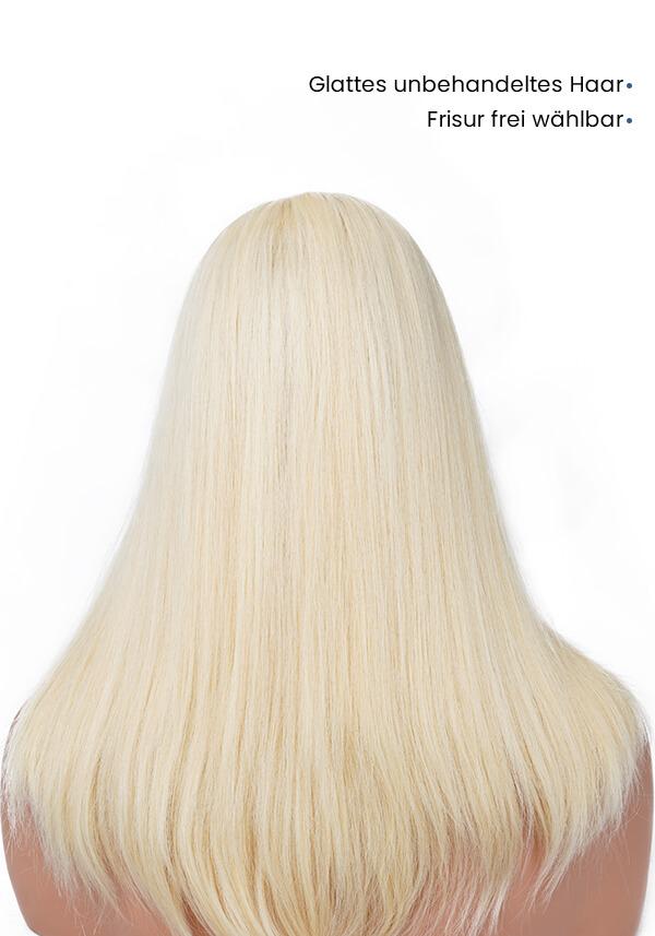 Damen Echthaar Perücke mit Stretch Gewebe, Mono oben und French Lace vorne-1