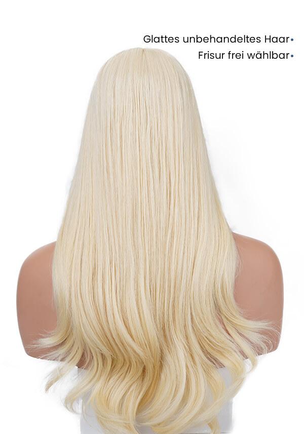 Damen Echthaar Perücke mit Stretch Gewebe, Mono oben und French Lace vorne-1