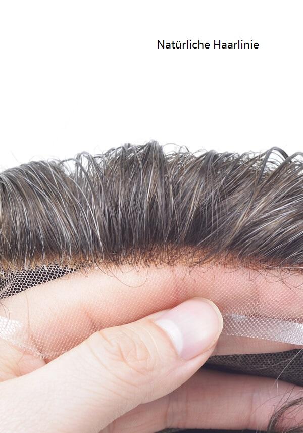 Lordhair Haarsystem Maßanfertigung-L15-French Lace mit Folie hinter und an den Seiten, natürliche Haarlinie