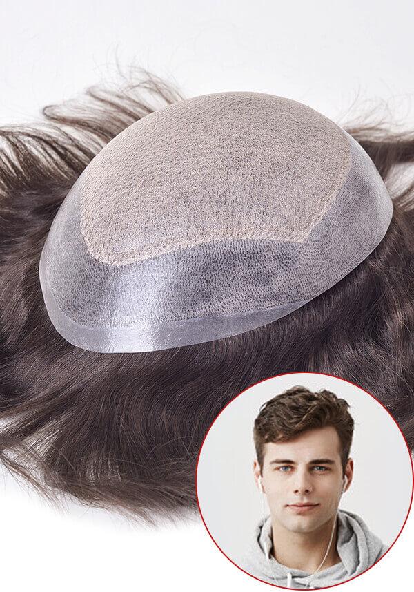 Inception-LC Männer Haarteil hat eine knotenlose Basis aus Skin, French- und Diamond Lace