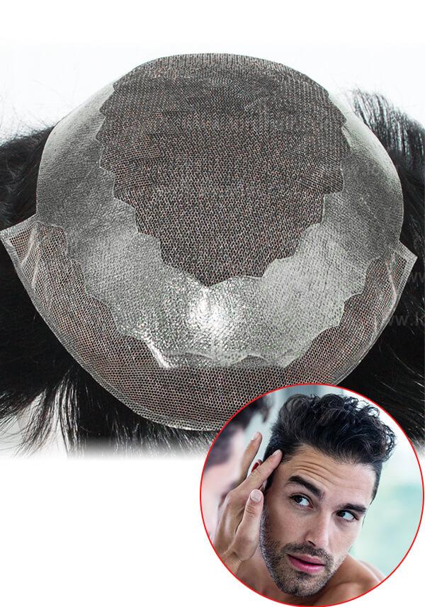 Lordhair Haarsystem Maßanfertigung-JQ338: French Lace mit gezackter PU Umrandung und Lace vorne