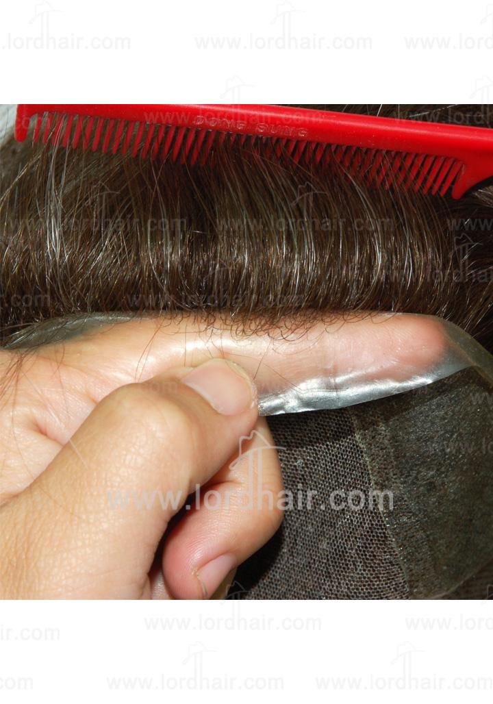 Lordhair Haarsystem Maßanfertigung-JQ656-French Lace mit dünner Folienumrandung Echthaar-natürliche Haarlinie