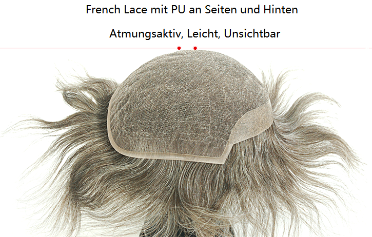 Lordhair Haarsystem Maßanfertigung-L15-French Lace mit Folie hinter und an den Seiten, leicht, unsichtbar, atmungsaktiv