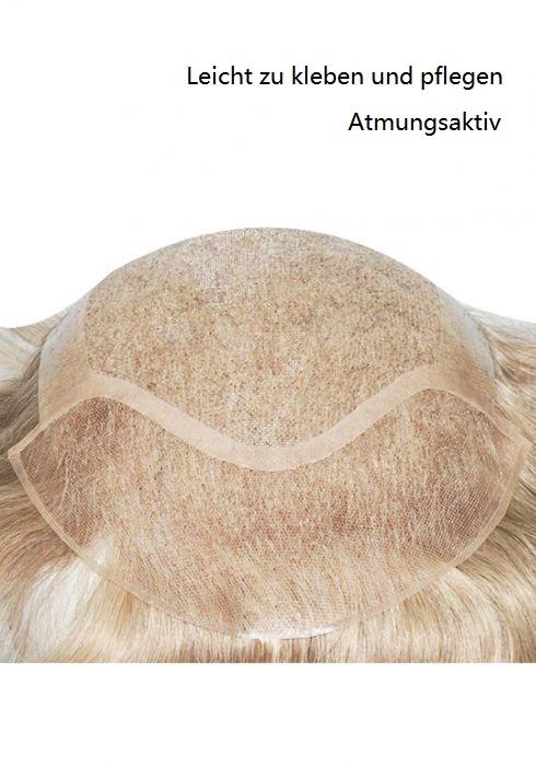 Lordhair Haarsystem Maßanfertigung-JQ356-feines Mono Basis mit PU Umrandung und Lace vorne-pflegenleicht, kompfortabel und atmungsaktiv
