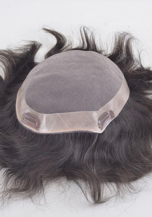 Royal-C Herren Clip Haarsystem bei lichtem Haar, mit feinem Mono und PU Umrandung