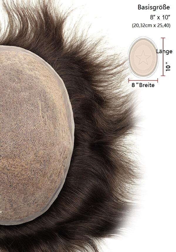 Lordhair Superfein geschweißtes Mono mit handgenähten Echthaaren Atmungsaktives Haarsystem Standard Basisgröße