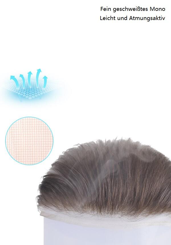 Lordhair Superfein geschweißtes Mono mit handgenähten Echthaaren Atmungsaktives Haarsystem, leicht und atmungsaktiv