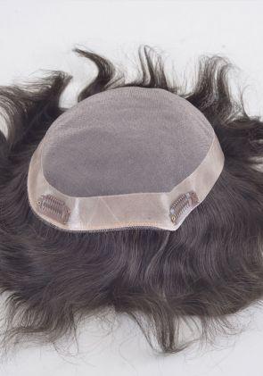 Herren Clip Haarsystem bei lichtem Haar, mit feinem Mono und PU Umrandung