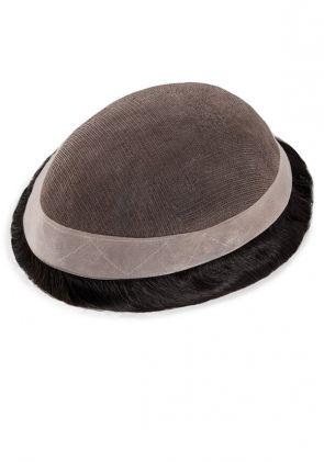 Feines Mono, PU Umrandung und doppelter Lace Front - Komfortables Haarsystem für Männer