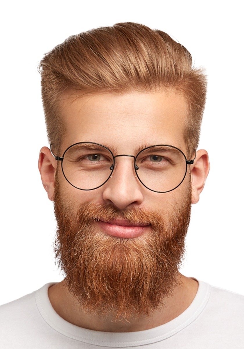 zurück gekämmtes langes Haar oben