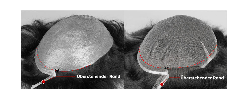 Überstehender Rand der Montur abschneiden