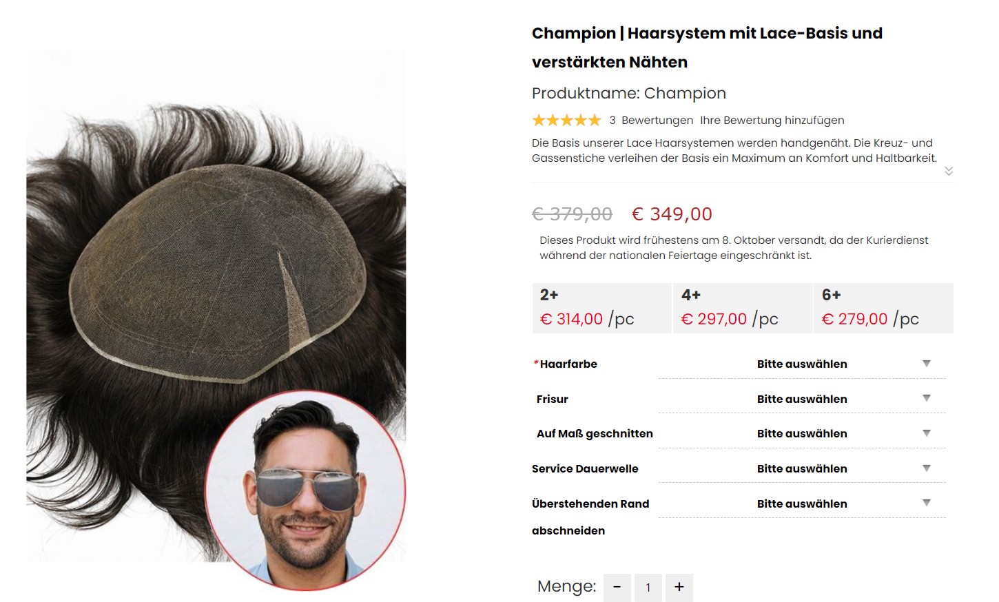 Toupet mit Netzmontur