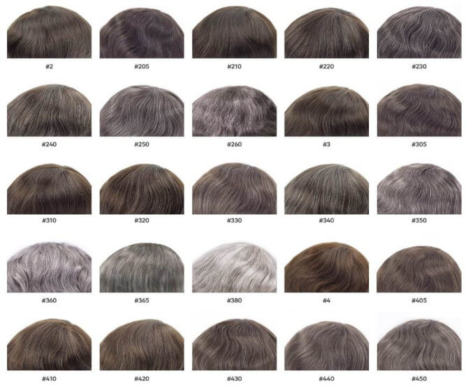 Haarfarben für Haarsysteme und Toupets